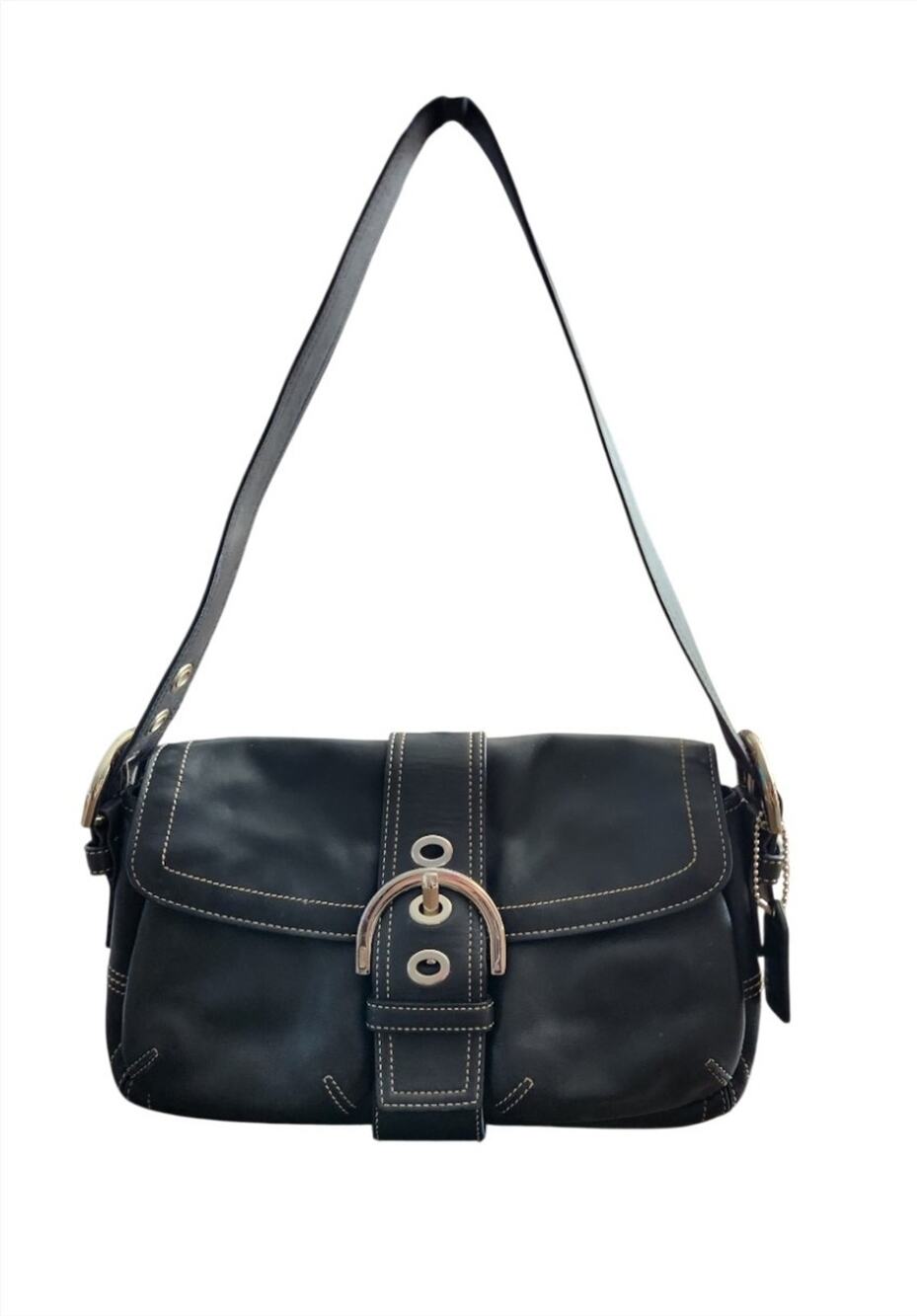 Coach 9434 Vintage Y2K Soho Black Leather Shoulder Bag w/Contrast Stitching